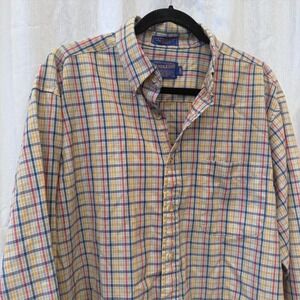 Sir Pendleton Long Sleeve Plaid Button Down Shirt Mens Large Wool Outdoor Casual